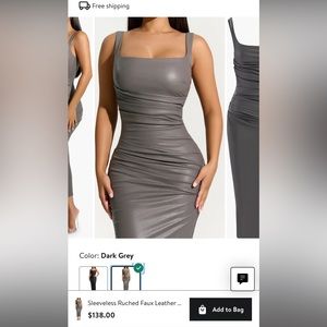 Sleeveless Ruched Faux Leather Midi Dress
Naked Wardrobe in Grey Size M